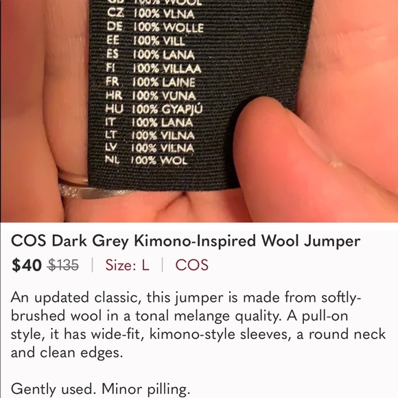 COS Dark Gray Kimono Inspired Wool Sweater - Picture 4 of 12